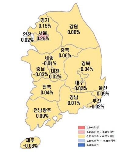 세제개편 관망세 속 <b>서울 아파트값</b> 2주 연속 상승폭 <b>둔화</b>…지방은 상승...