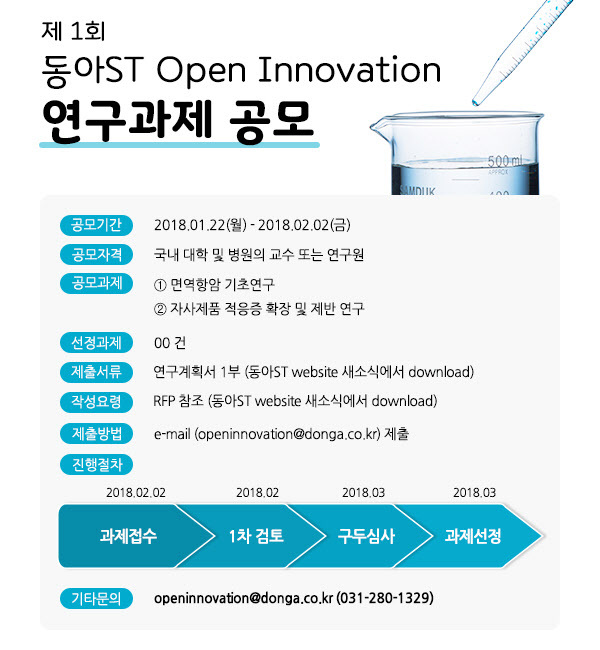 동아ST, '제1회 동아ST Open Innovation 연구과제' 공모