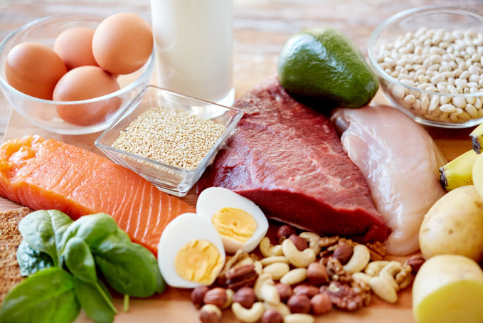 close up of different food items on table