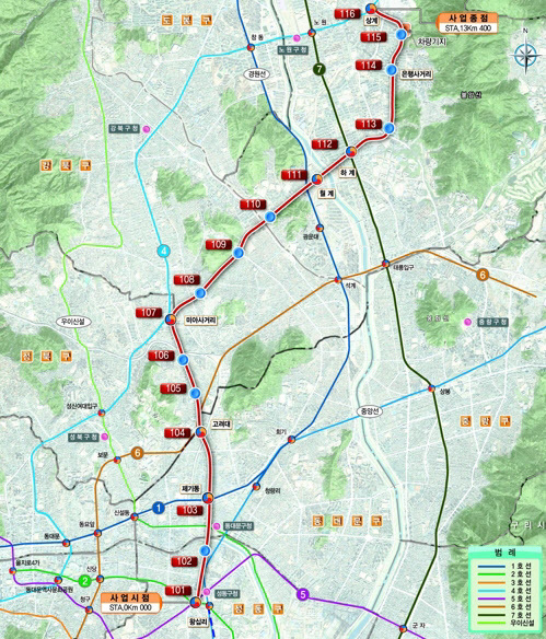 동북선경전철 노선현황(서울시 제공)