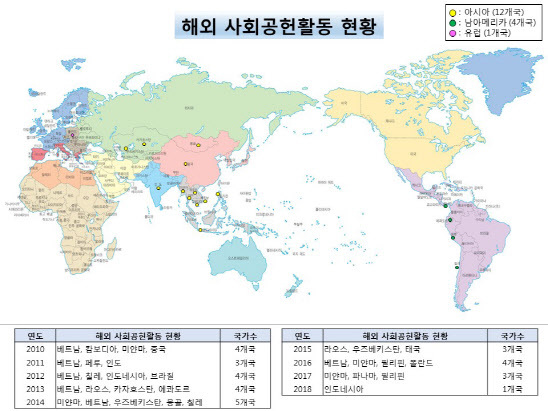 해외사회공헌활동 현황(지도)