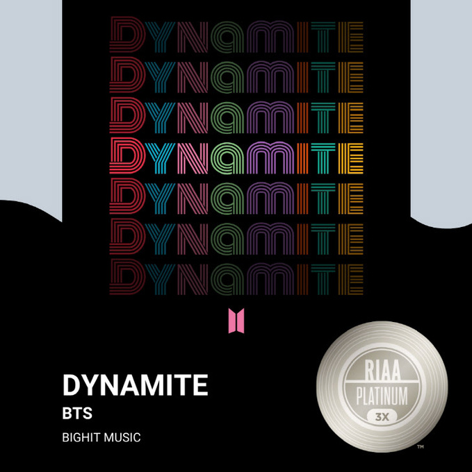 방탄소년단_Dynamite_RIAA 트리플 플래티넘 인증_이미지