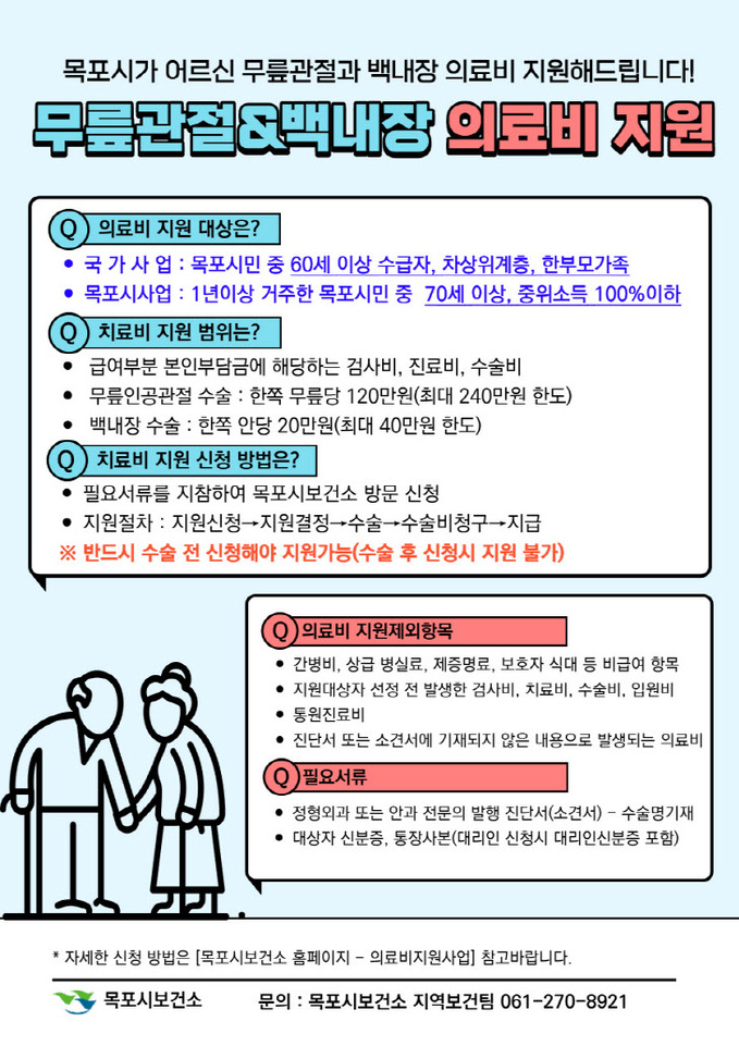 노인 무릎인공관절 및 백내장 의료비 확대 지원