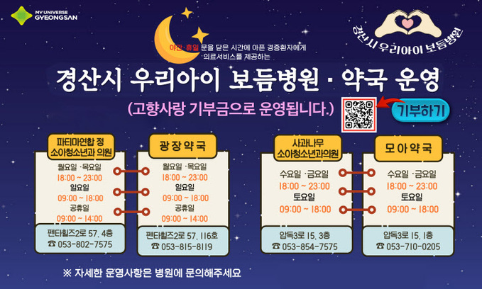 경북 경산시, 소아ㆍ청소년 경증환자 치료 10월부터 주 7일 운